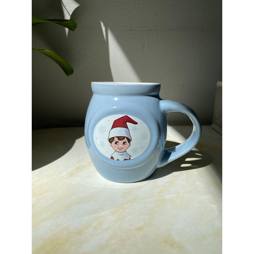 CCA and B LLC Elf on the Shelf Light Blue Ceramic Mug Christmas Microwave Safe